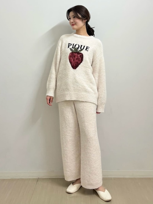 セール】メランジロゴ刺繍ロングパンツ（ルームウェア/パジャマ