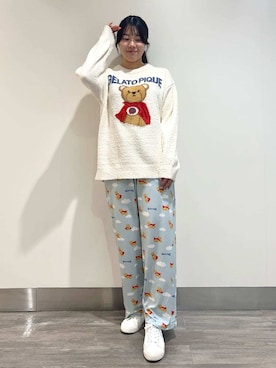 「アイテム（ルームウェア/パジャマ、ベージュ系）」を使った、gelato piqueさん（レディース・165cm）の秋コーディネート