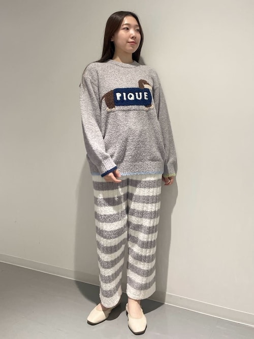 新品⭐️ジェラートピケ♡ベビモコラビットジャガードプルオーバー＋パンツ＋ソックス ベビモコダックスフンドジャガードプルオーバー（ルームウェア