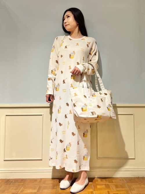 セール】はちみつベア柄ワンピース（ルームウェア/パジャマ）｜gelato
