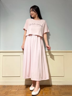 「アイテム（マタニティウェア/グッズ、ピンク系）」を使った、gelato piqueさん（レディース・158cm）の夏コーディネート