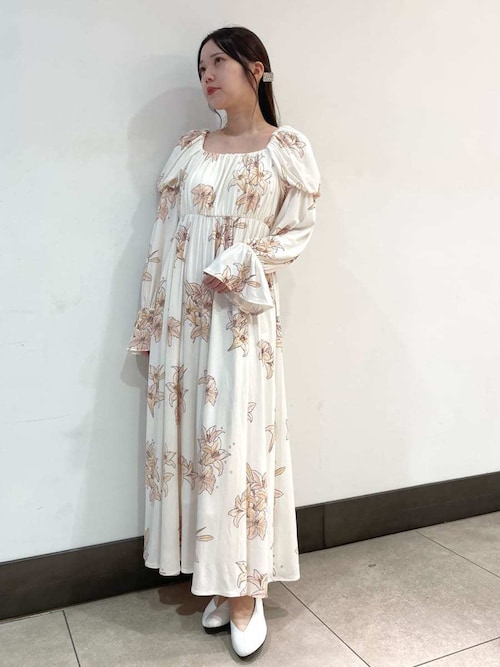 MUCHA】リリー柄カップインワンピース（ルームウェア/パジャマ