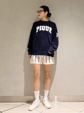 「アイテム（ルームウェア、ブルー系）」を使った、gelato piqueさん（レディース・168cm）の秋コーディネート