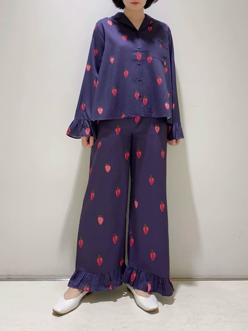 セール】ストロベリー柄ツイルロングパンツ（ルームウェア/パジャマ