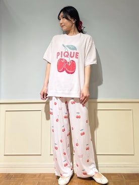 「アイテム（その他ルームウェア、レッド系）」を使った、gelato piqueさん（レディース・158cm）の春コーディネート