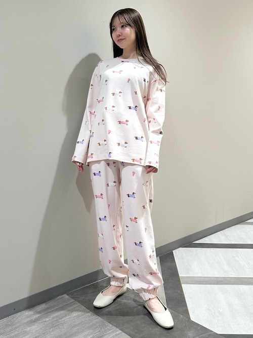 ダックスフンド柄ロンT（ルームウェア/パジャマ）｜gelato pique