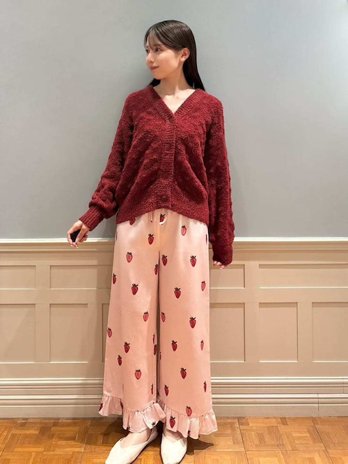 セール】ストロベリー柄ツイルロングパンツ（ルームウェア/パジャマ