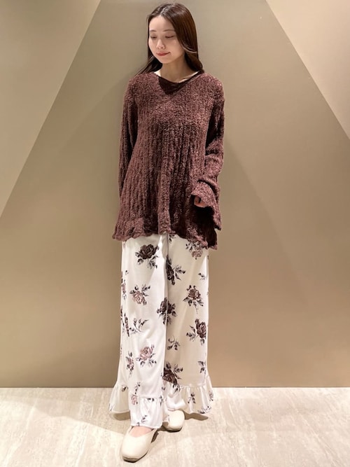 セール】フェザー柄編みプルオーバー（ルームウェア/パジャマ