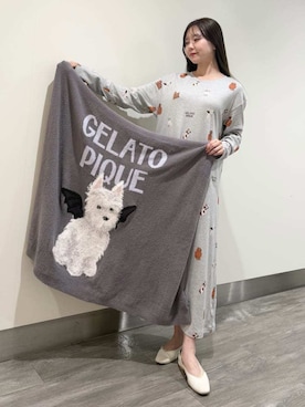 「gelato pique（ジェラートピケ）の【HALLOWEEN】ナイトパレードDOGS柄ワンピース（ルームウェア/パジャマ、グレー系）」を使った、gelato piqueさんの秋コーディネート
