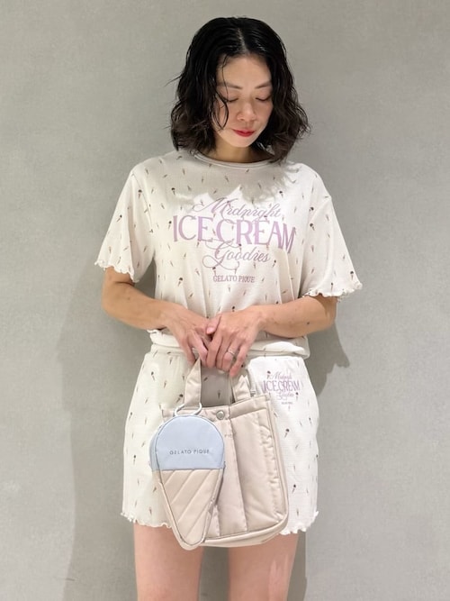 ■gelato pique■ジェラートピケ キルティングお散歩バッグＳ CAT&DOG】【販路限定商品】ストロベリーキルティングお散歩