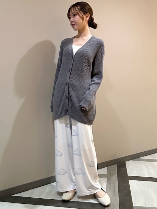 ホットスムーズィーリブカーディガン・ロングパンツ　グレー　上下セット 調温スムーズィーリブカーディガン（ルームウェア/パジャマ
