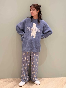 「アイテム（ルームウェア、ブルー系）」を使った、gelato piqueさん（レディース・156cm）の秋コーディネート