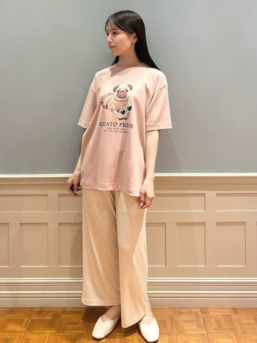 ジェラートピケ gelato pique カラーレーヨン　ロゴロングパンツ　冷感 接触冷感】カラーレーヨンロゴロングパンツ（ルームウェア