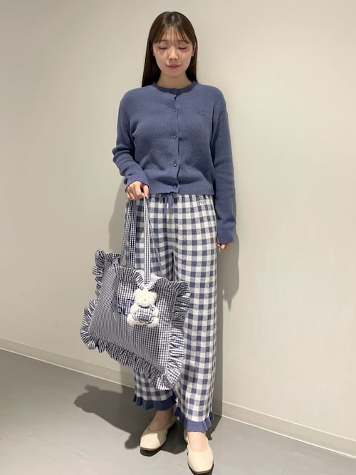 リブカーディガン&チェックロングパンツセット リブカーディガン&チェックロングパンツセット（ルームウェア/パジャマ