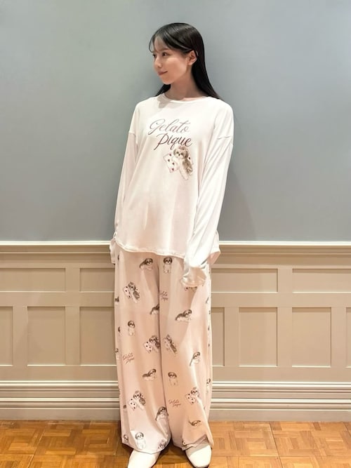 シーズー柄ロングパンツ（ルームウェア/パジャマ）｜gelato pique