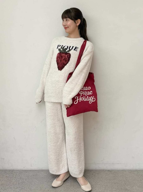 メランジストロベリージャガードプルオーバー・メランジロゴ刺繍ロングパンツ gelato pique｜メランジストロベリージャガードプルオーバー | Rakuten