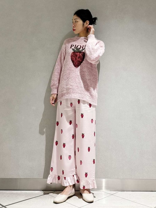 ストロベリー柄ツイルロングパンツ（ルームウェア/パジャマ）｜gelato