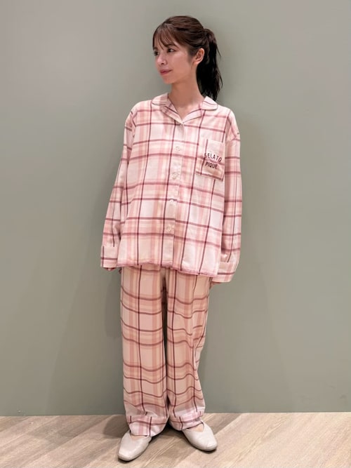 GELATO PIQUE チェック柄パジャマ ピンク gelato pique（ジェラートピケ）の「【ONLINE限定】チェック柄