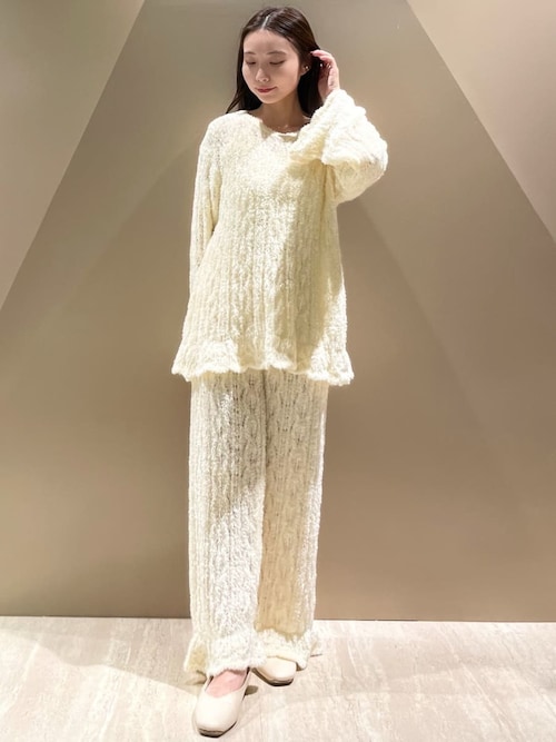 【送料無料】 ジェラートピケ レディース フェザー柄編みロングパンツ ジェラピケ パジャマ ルームウェア gelato pique セール】フェザー柄編みプルオーバー（ルームウェア/パジャマ