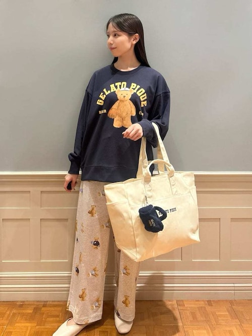 ジェラートピケ スポーティーベア Tシャツ＆総柄ロングパンツ オフホワイト ONLINE限定】スポーティーベアワンポイントTシャツ＆総柄ロング
