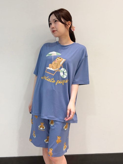 ONLINE限定】【HOMME】【接触冷感】サマーベア柄ワンポイントTシャツ