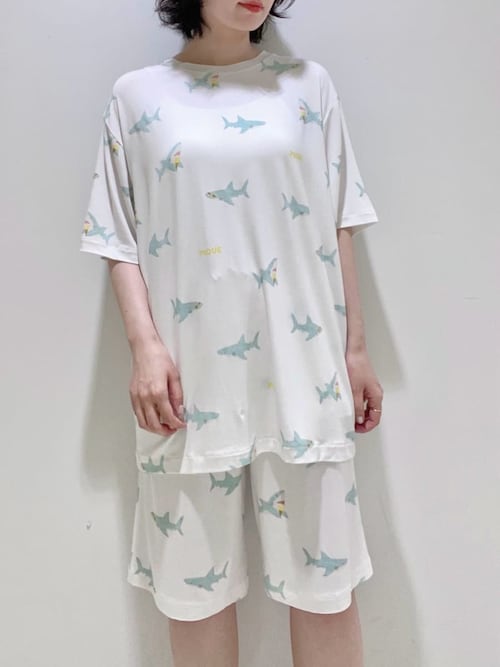 セール】【HOMME】【接触冷感】SHARK柄Tシャツ（ルームウェア