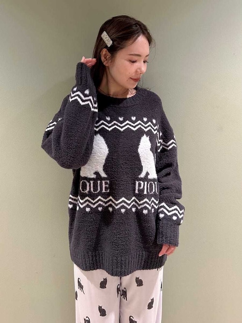 セール】CATジャガードプルオーバー（ルームウェア/パジャマ）｜gelato