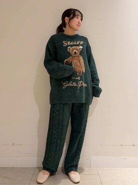 「アイテム（ルームウェア/パジャマ、グリーン系）」を使った、gelato piqueさん（レディース・158cm）の冬コーディネート