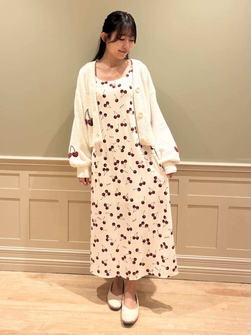 チェリー柄カップインキャミワンピース（ルームウェア/パジャマ