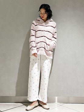 「gelato pique（ジェラートピケ）のジェラートボーダーパーカ（ルームウェア/パジャマ）」を使った、gelato piqueさん（レディース・168cm）の秋コーディネート