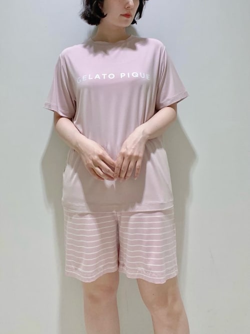 セール】レーヨンロゴTシャツ&ボーダーハーフパンツセット（ルーム