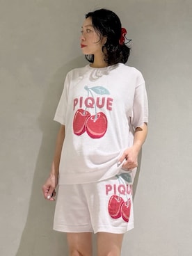 「アイテム（その他ルームウェア、レッド系）」を使った、gelato piqueさん（レディース・168cm）の春コーディネート