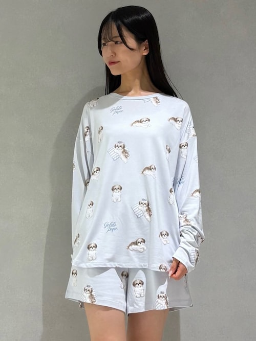 【1-2日発送】長袖 ダッフィー　ジェラートピケ　コラボ　パジャマ　ルームウェア ジェラート ピケ「ダッフィー」のルームウェアやまんまるポーチ