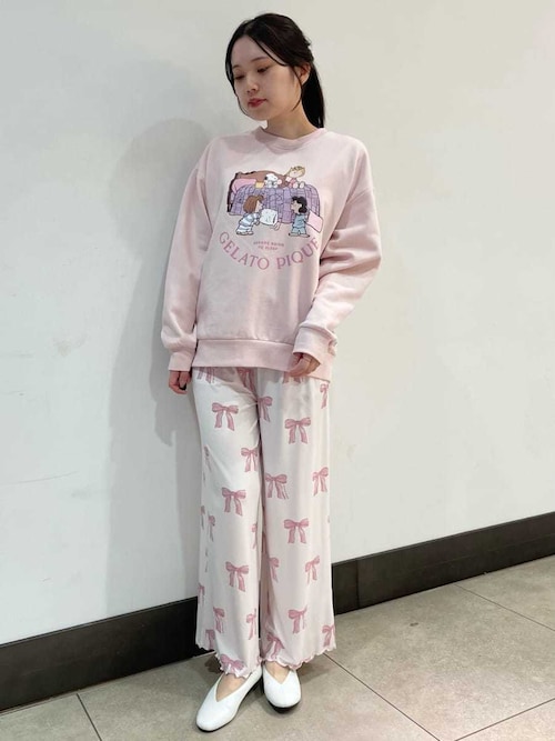 セール】リボン柄ロングパンツ（ルームウェア/パジャマ）｜gelato