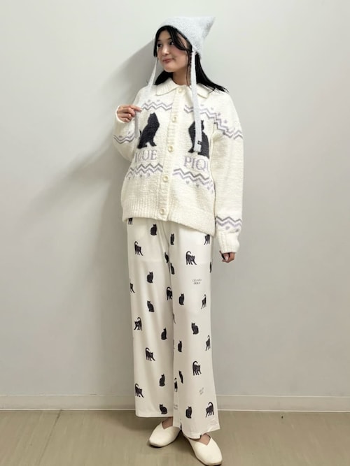 CAT総柄ロングパンツ（ルームウェア/パジャマ）｜gelato pique