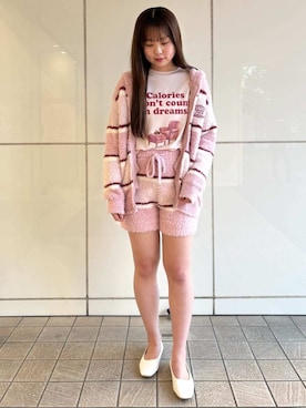 「gelato pique（ジェラートピケ）のジェラートランダムボーダーパーカ（ルームウェア/パジャマ、ピンク系）」を使った、gelato piqueさんの秋コーディネート