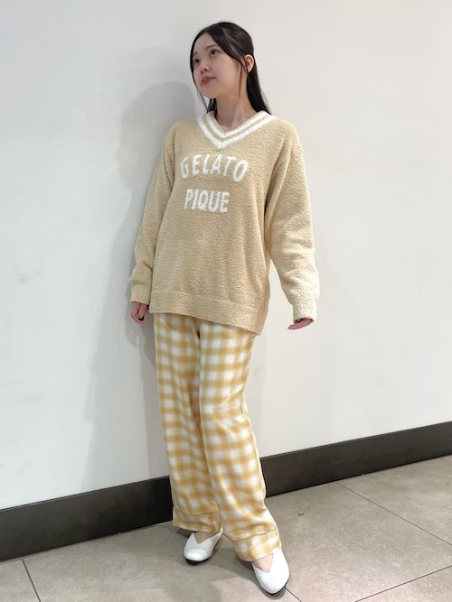 gelato pique プレッピーネルチェックパンツ プレッピーネルチェックロングパンツ（ルームウェア/パジャマ