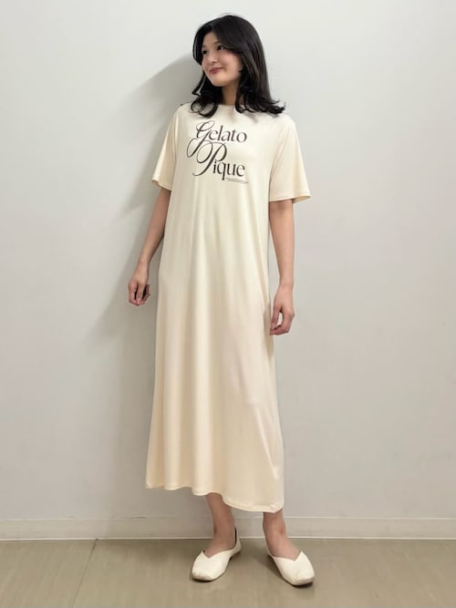 新品♡ジェラートピケ♡ IFMC.レーヨンロゴワンピース ネイビー gelato