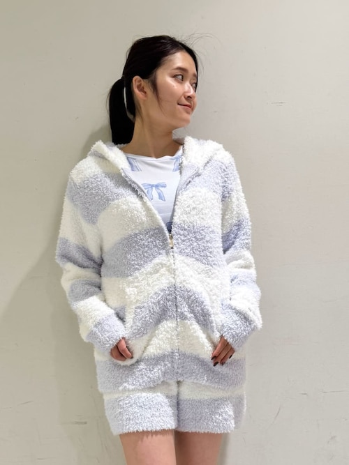 ジェラート2ボーダーパーカ(ルームウェア/パジャマ)|gelato pique ジェラート2ボーダーパーカ(ルームウェア/パジャマ)|gelato pique