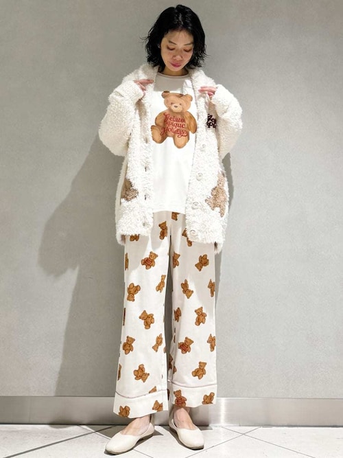 HOLIDAY】ベア柄ネルロングパンツ（ルームウェア/パジャマ）｜gelato
