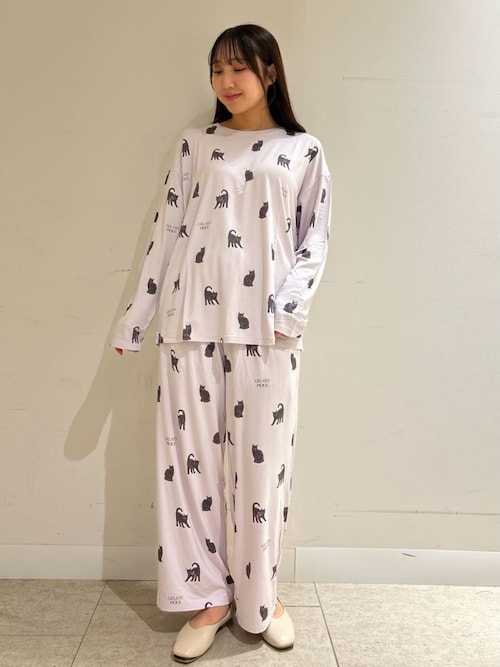 セール】CAT総柄ロンT（ルームウェア/パジャマ）｜gelato pique