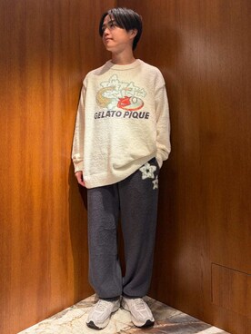 「アイテム（ルームウェア/パジャマ、ベージュ系）」を使った、gelato piqueさん（メンズ・163cm）の秋コーディネート