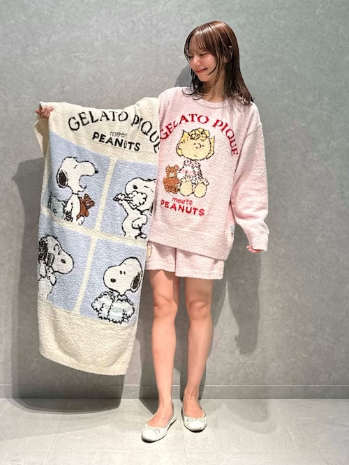 新品　gelato pique SNOOPYプルオーバー ショートパンツセット PEANUTS】【ONLINE限定】オリジナルアート ジャガードプルオーバー