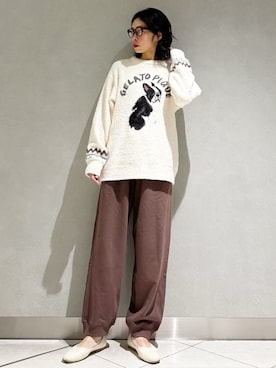 「アイテム（ルームウェア）」を使った、gelato piqueさん（レディース・168cm）の冬コーディネート