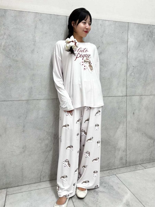 シーズー柄ロングパンツ（ルームウェア/パジャマ）｜gelato pique