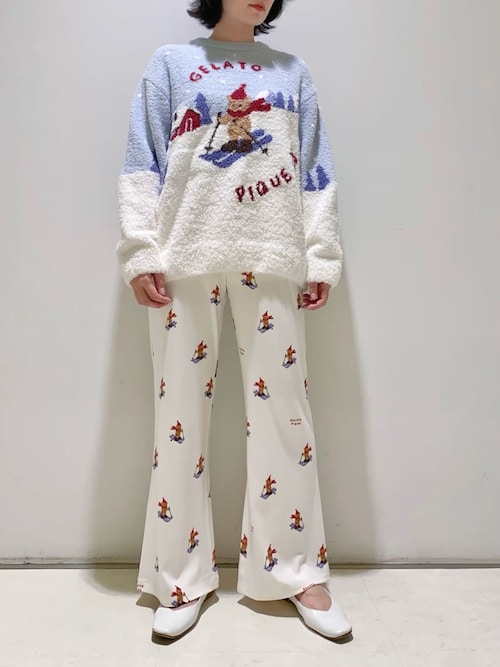 Gelato Pique ルームウェア ハスキー HOLIDAY】スキーベア柄ロングパンツ（ルームウェア/パジャマ）｜gelato