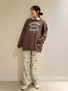 「アイテム（ルームウェア/パジャマ、ブラウン系）」を使った、gelato piqueさん（レディース・158cm）の秋コーディネート