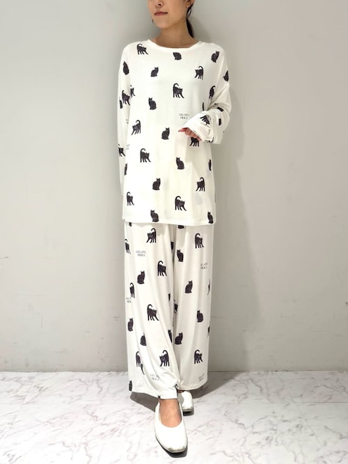 CAT総柄ロングパンツ（ルームウェア/パジャマ）｜gelato pique