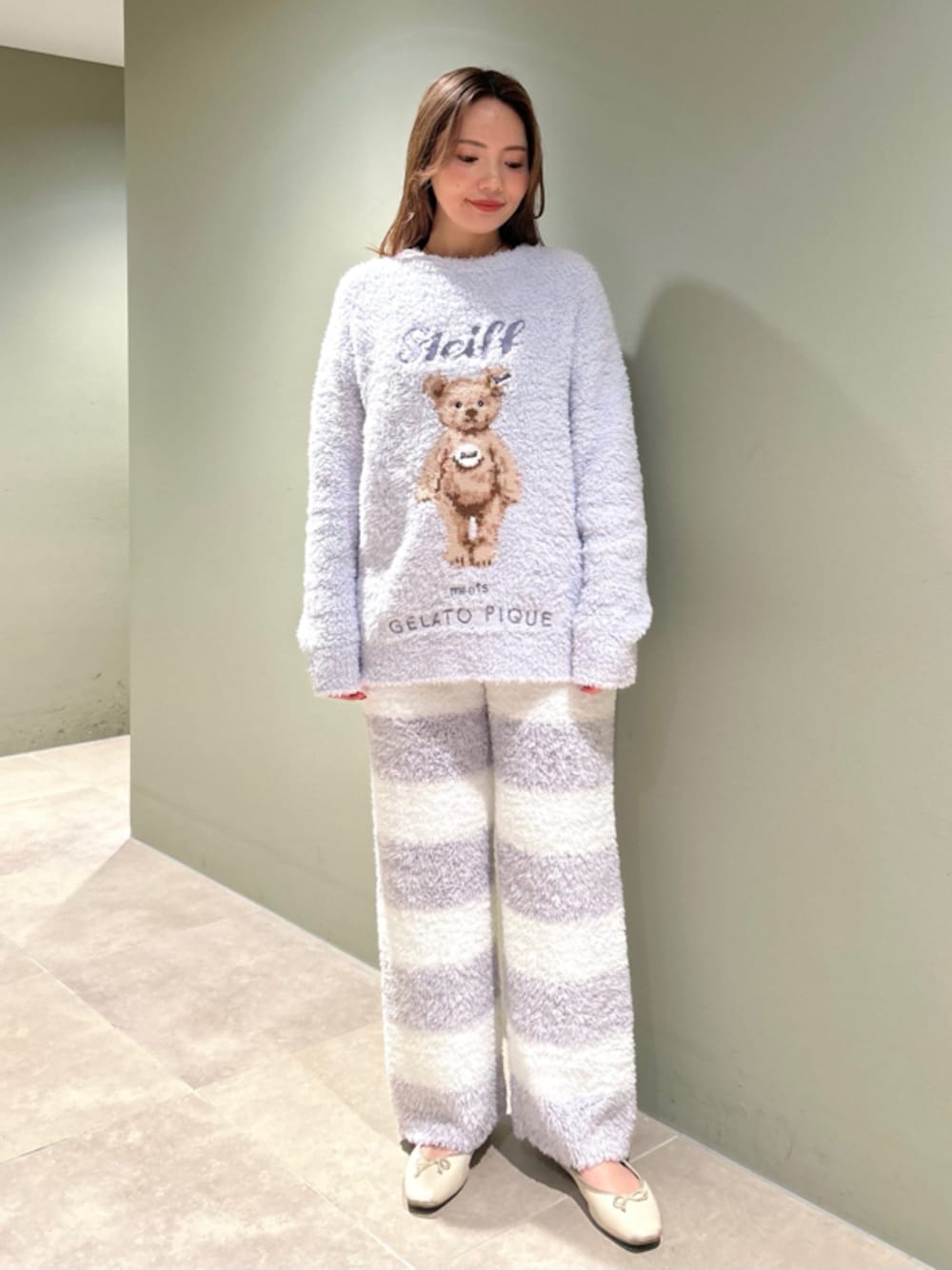 新品　ジェラートピケ 【Steiff】ジェラート2ボーダーロングパンツ ジェラートピケ gelato pique 【Steiff】ジェラート2ボーダー