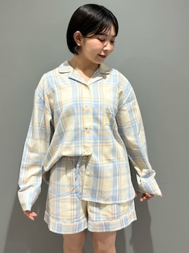 「アイテム（ルームウェア、ブルー系）」を使った、gelato piqueさん（レディース・153cm）の秋コーディネート